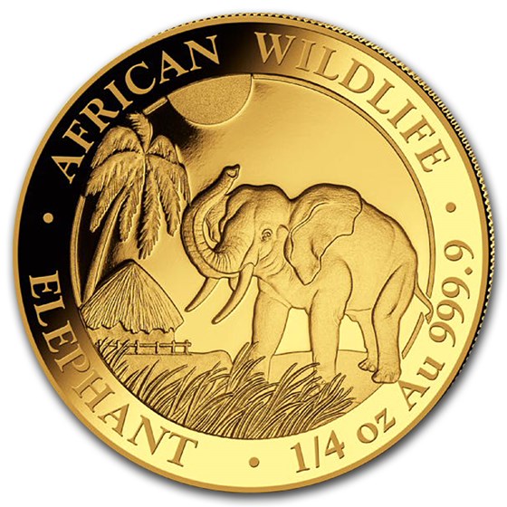 2017 Somalia 1/4 oz Gold African Elephant BU 2017 Somalia 1/4 oz Gold African Elephant BU